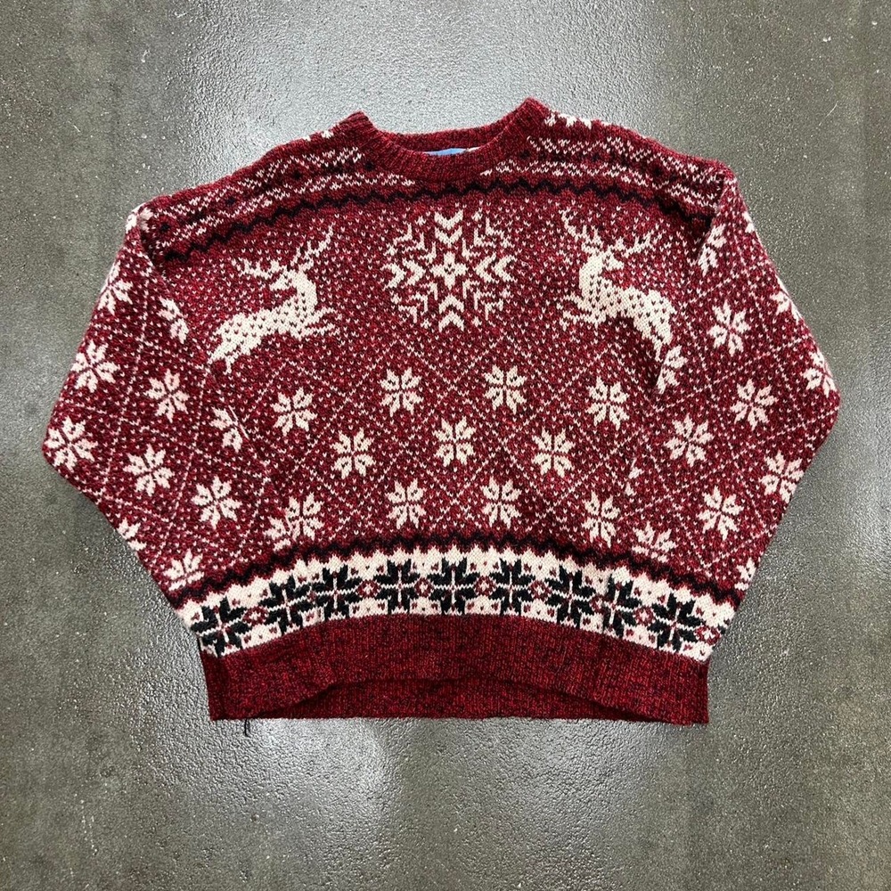 Vintage 90s Timber Valley Wool Reindeer Winter Size Medium Pullover Sweater